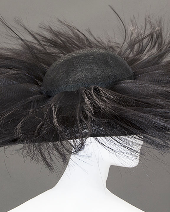 Black sinamay cartwheel hat