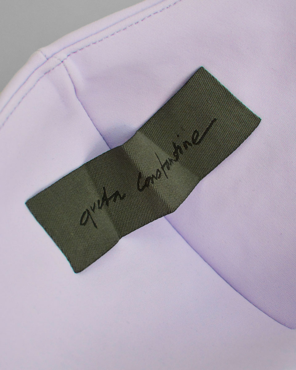 The inside of the mask with the Greta Constantine label