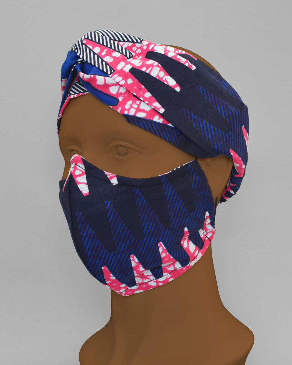Side view of the head wrap and mask 