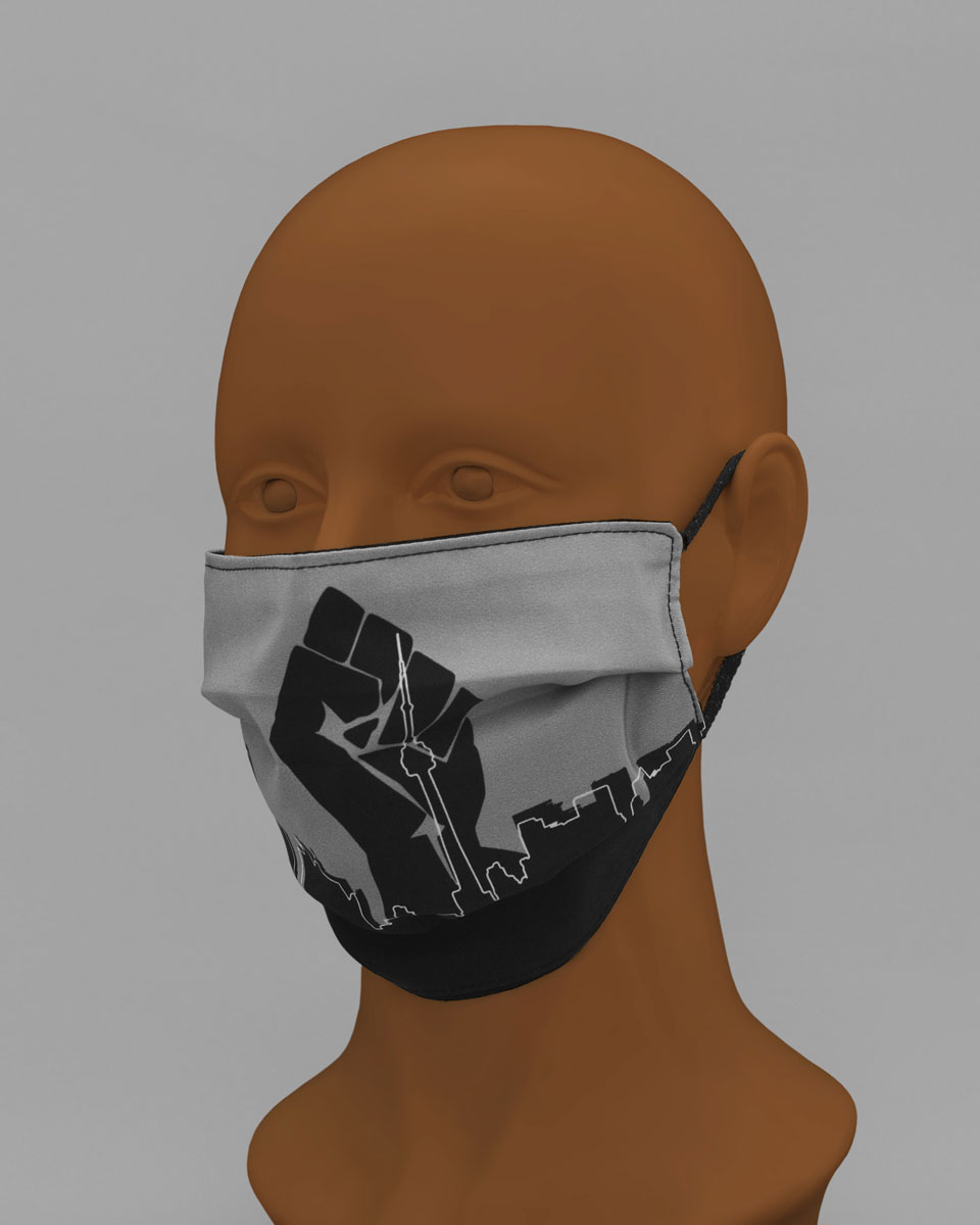 Side view of the Black Lives Matter face mask