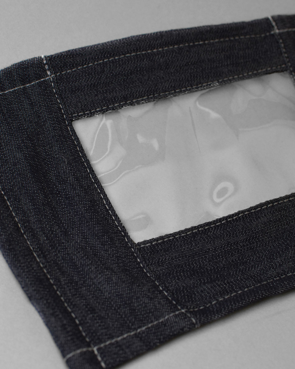 Detail shot of the stitching and plastic panel