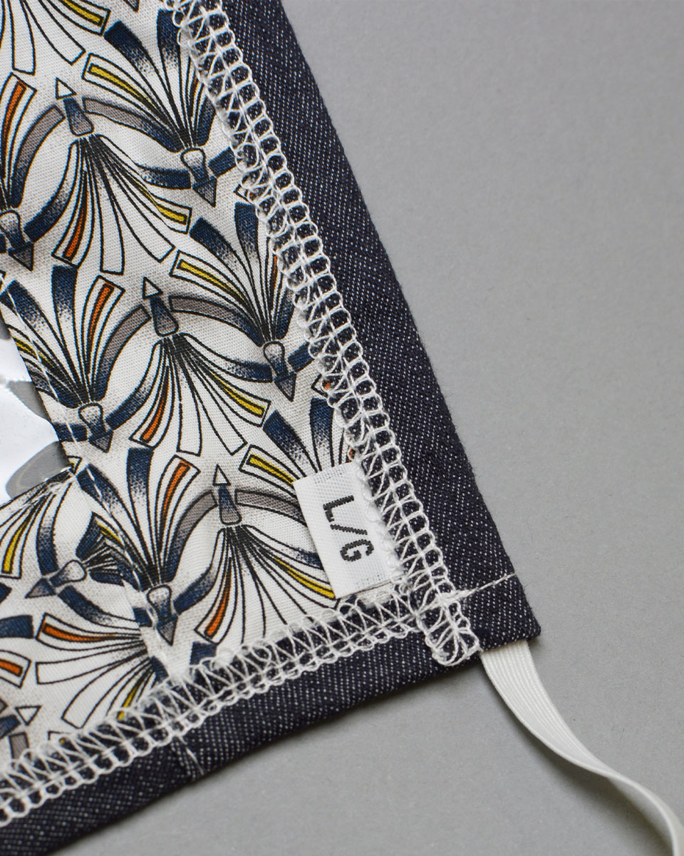 Tag on the inside of the mask which reads size Large