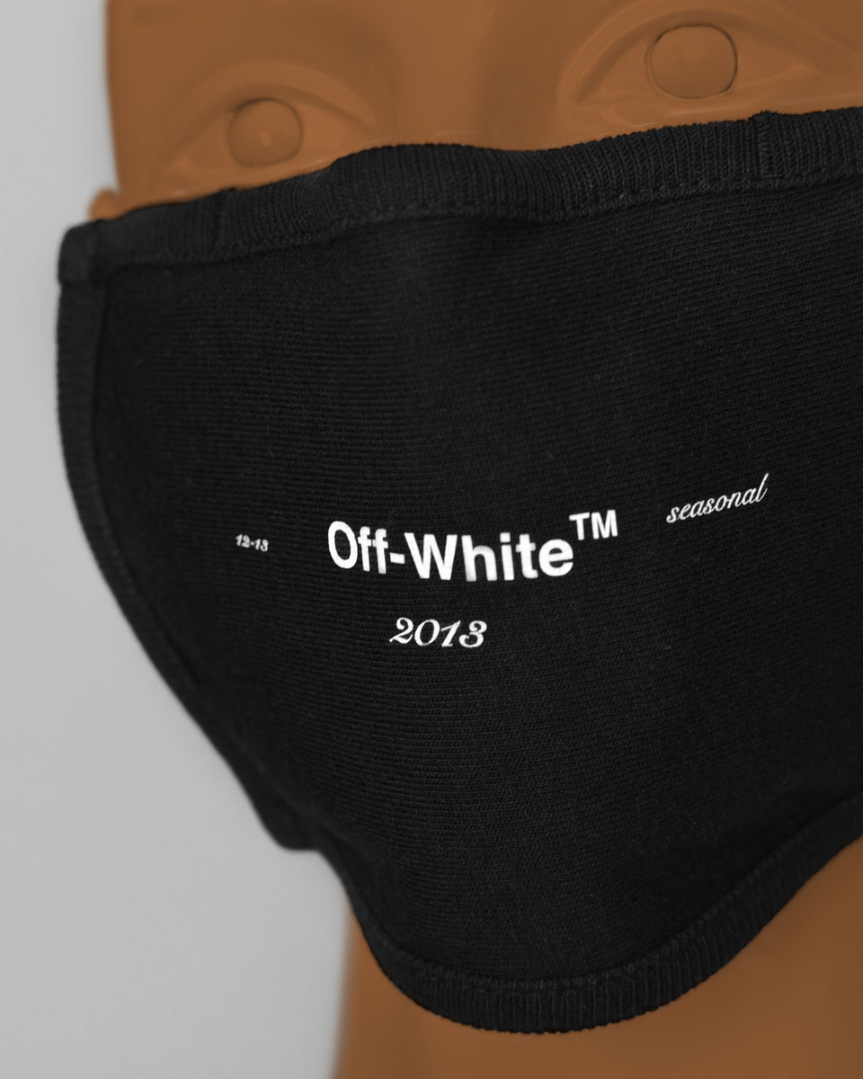 Close up of the Off-White face mask 
