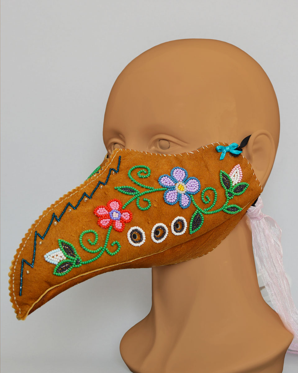 Side view of the leather plague doctor mask