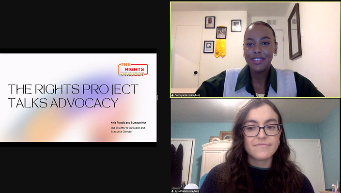 Screenshot of speakers at 'The Rights Project Talks Advocacy' Zoom conference