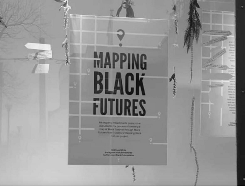 A poster which reads 'mapping black futures'