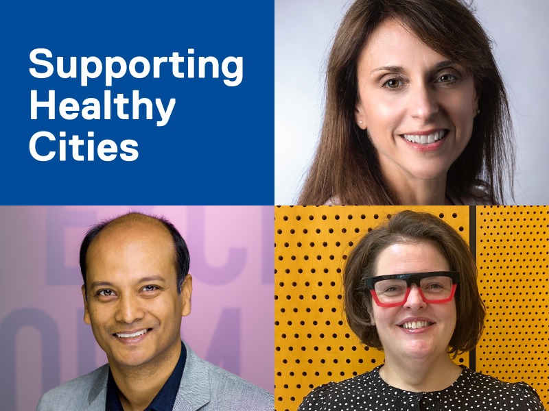 TMU professors Linda Rothman (top right), Anne Harris (bottom right) and Raktim Mitra (bottom left).