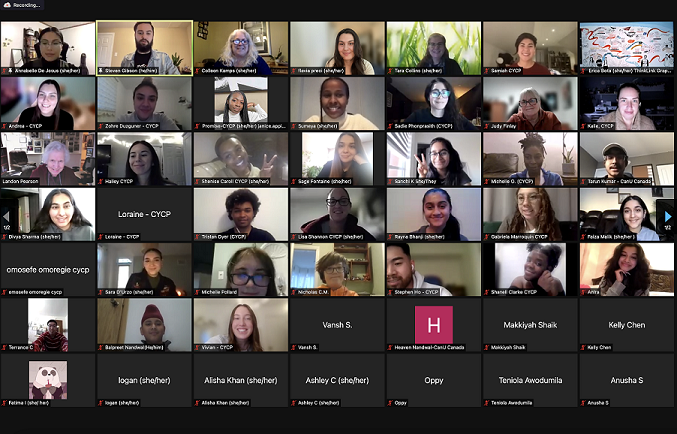 A screenshot of a zoom seminar with the faces of the participants shown across the screen