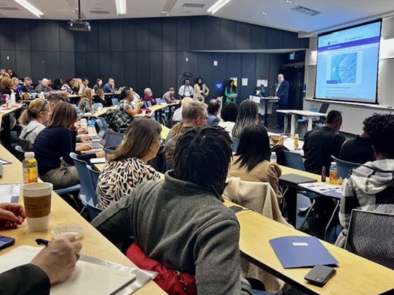 Audience listens to a presenter at the Enhancing Equity in Ontario Elementary Education Symposium