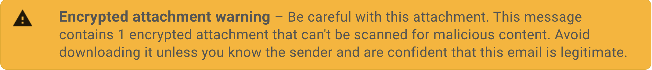 Screenshot of Gmail encrypted attachment warning.