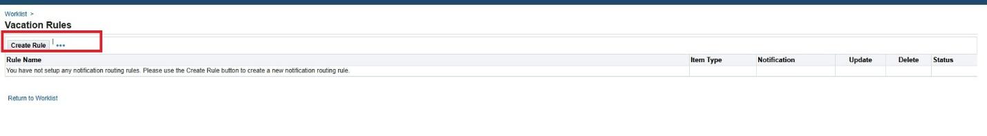 Financial Information System's vacation rules create rules button.