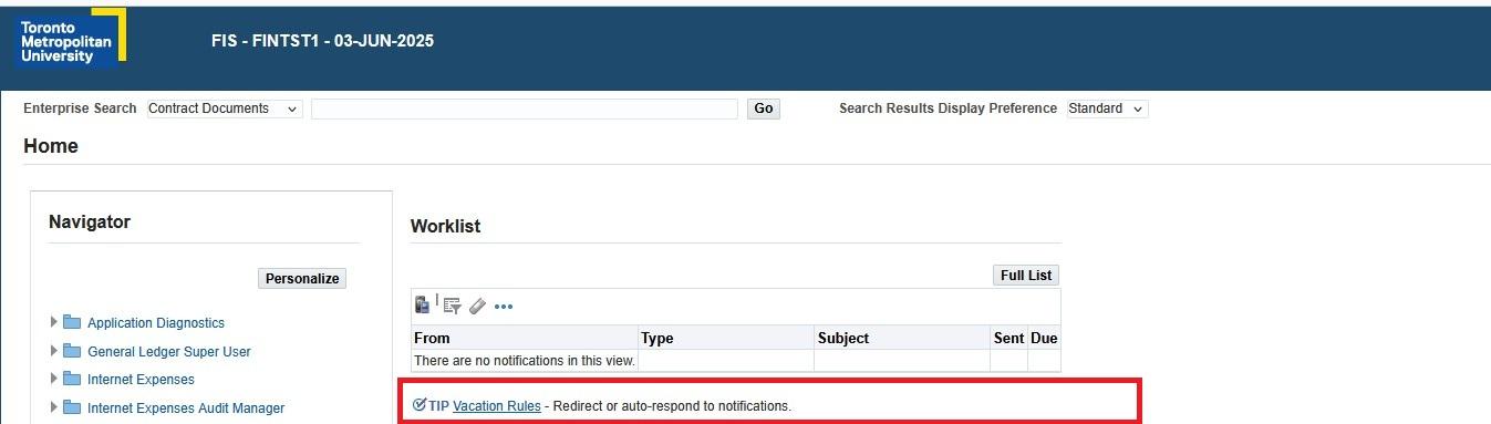 Financial Information System's vacation rules hyperlink.