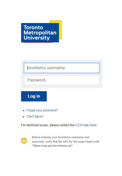 TMU Central Authentication Service (CAS) login screen.