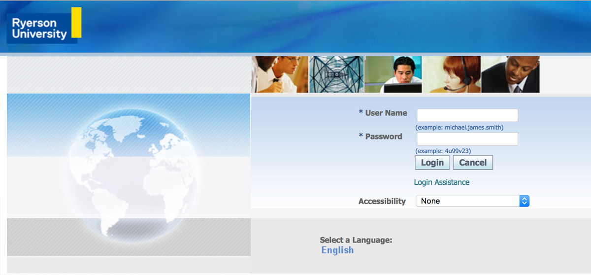 RUFIS (Oracle) login screen.