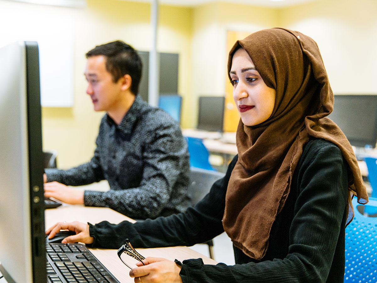 student at computer