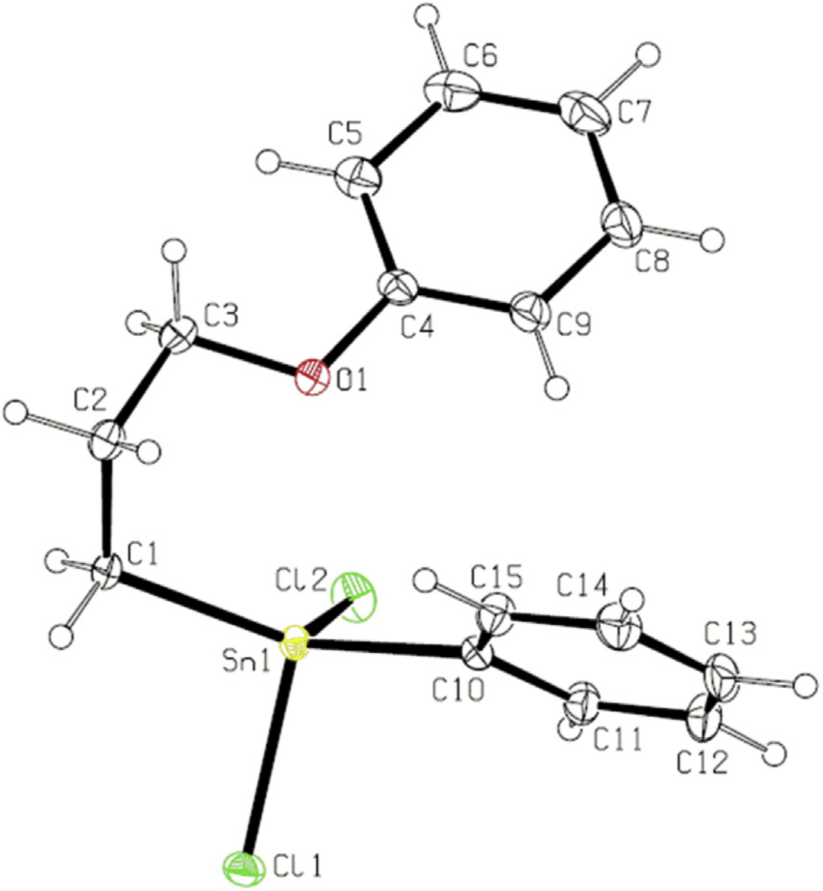 Crystal structure of a C,O-chelating organotin compound