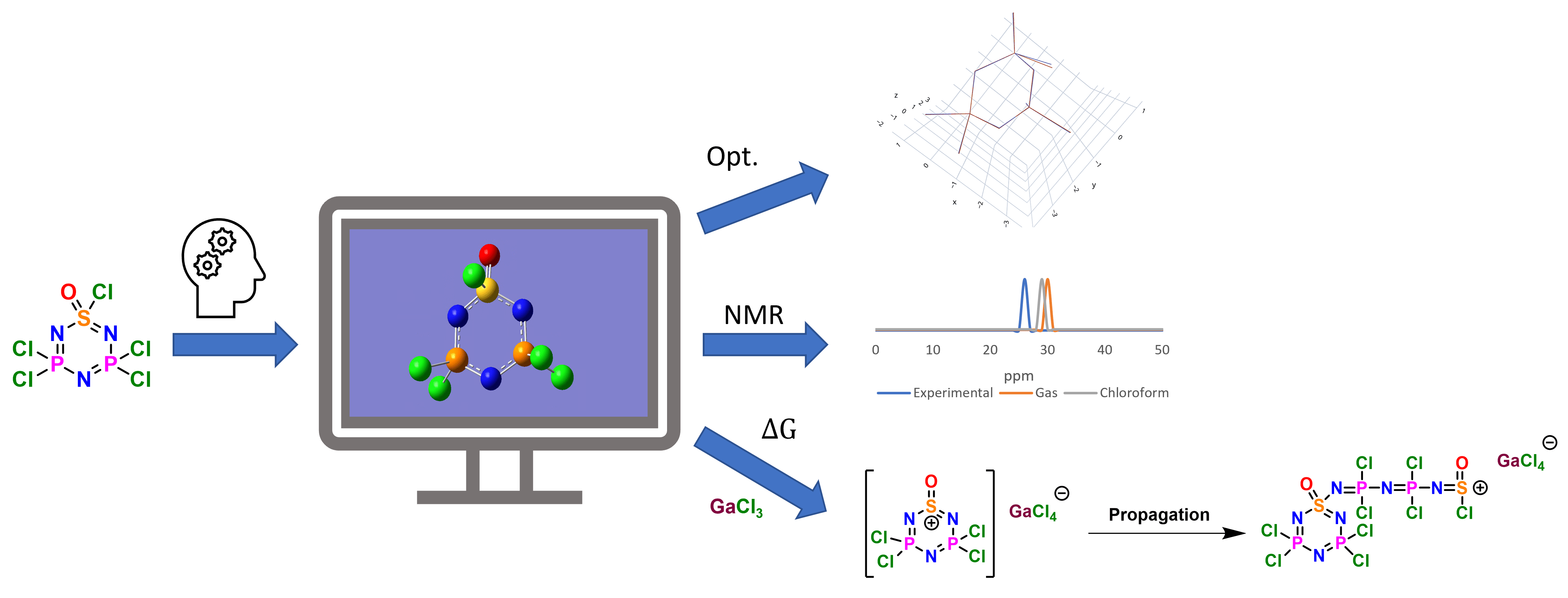 A schematic showing the computational studies performed on thionylphosphazenes