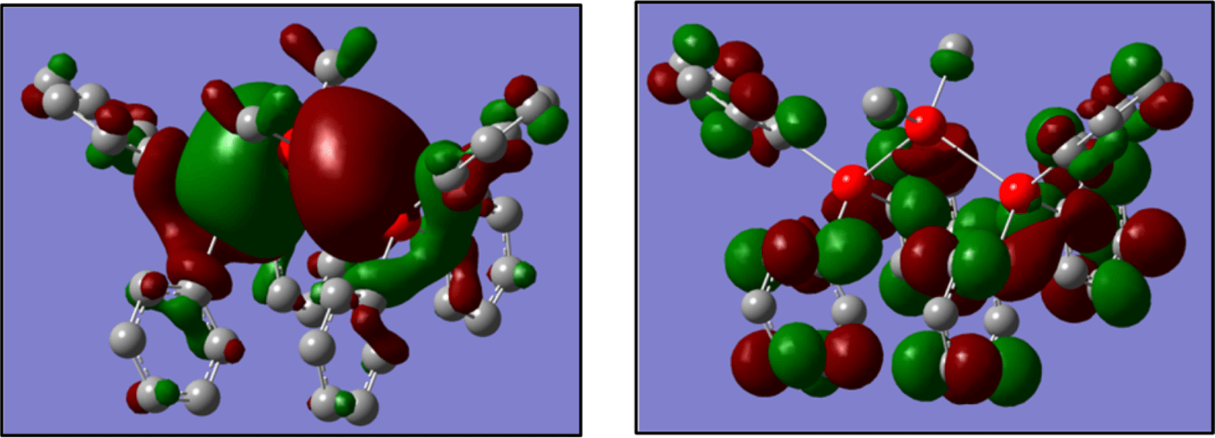 Two DFT HOMO diagrams of oligomeric stannanes