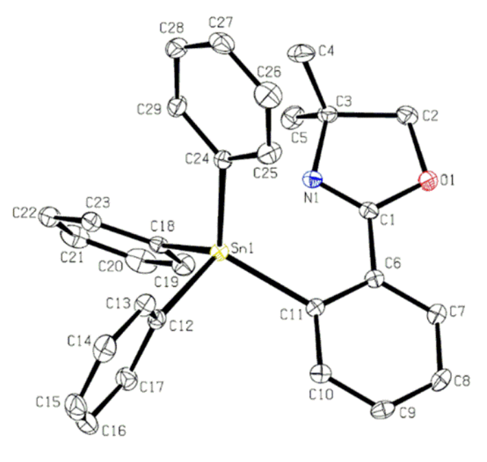 Crystal structure of an oxazoline organotin compound
