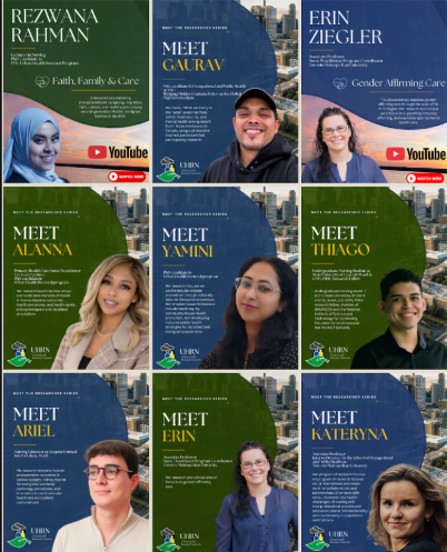 a collage of 9 photos with images of people with a small description