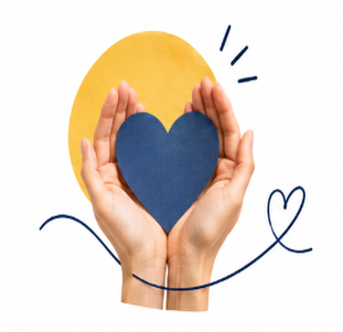 two hands holding a heart cut out