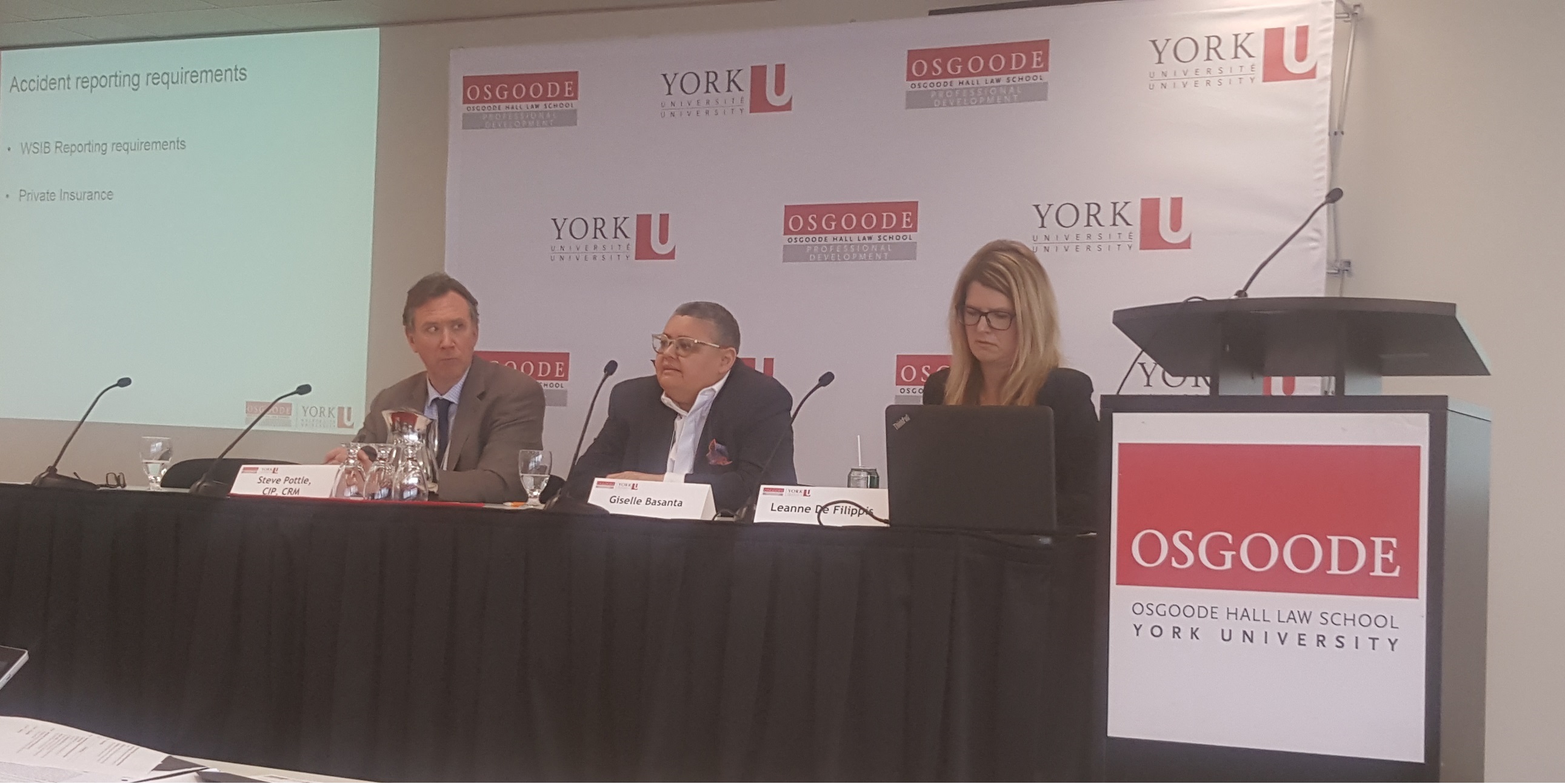 Panelists speaking at Osgoode Hall Law School