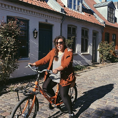 Student riding a bicycle