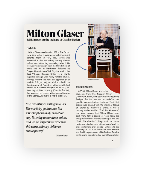 Milton Glaser & His Impact on the Industry of Graphic Design - Magazine Cover