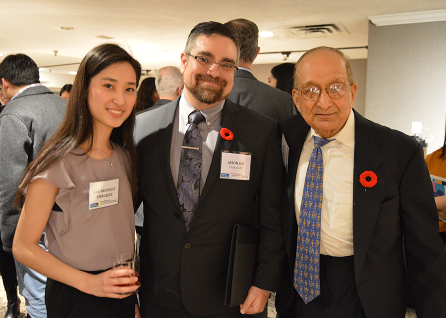 A student, Chair Jason Lisi and industry partner at awards night.