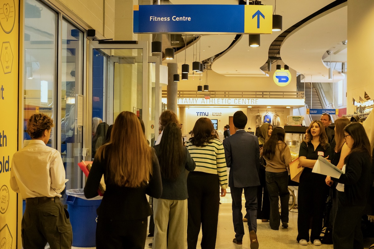 Photo of students and employers at GCM Career Fair
