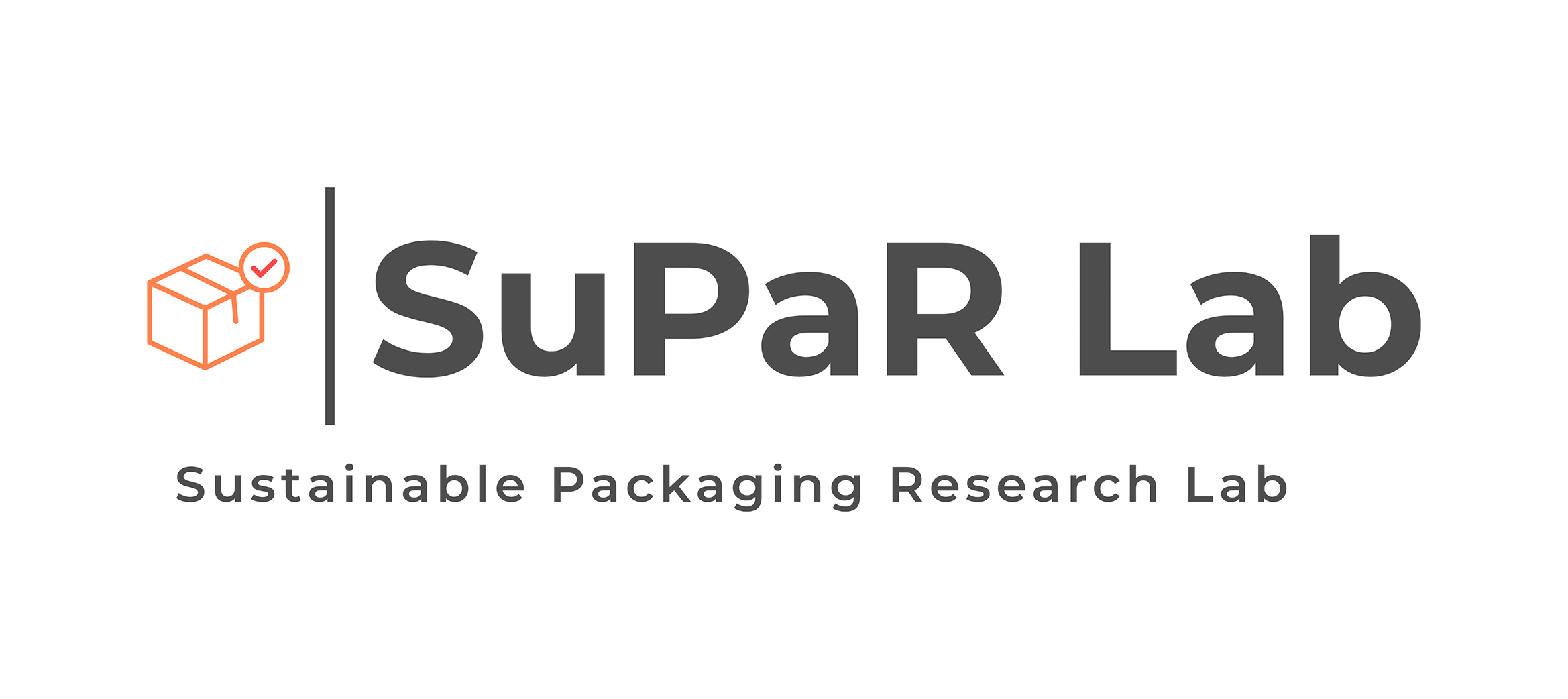Logo for the Sustainable Packaging Resarch Lab with little box with check mark