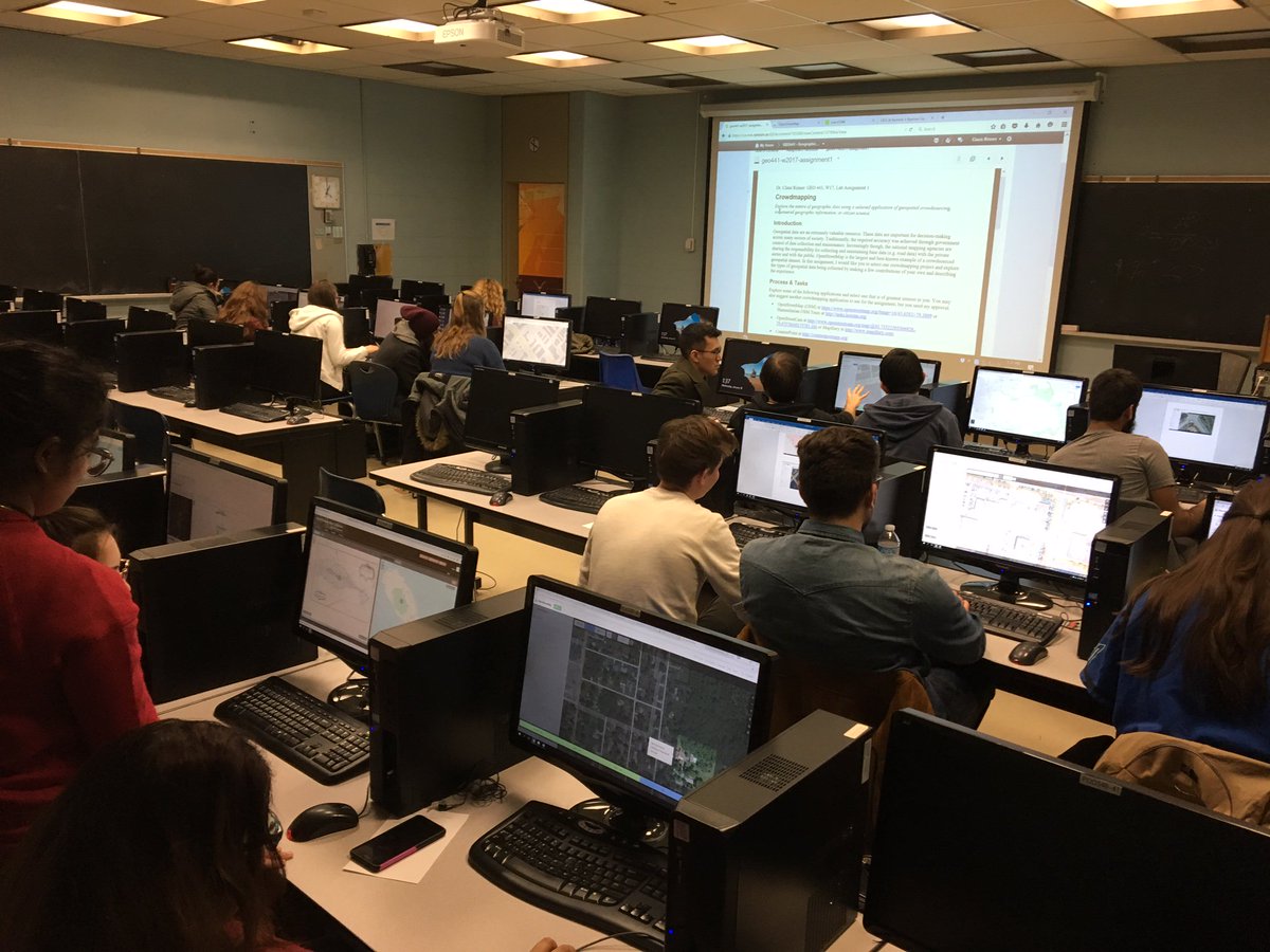 Students working in the Geography computer lab