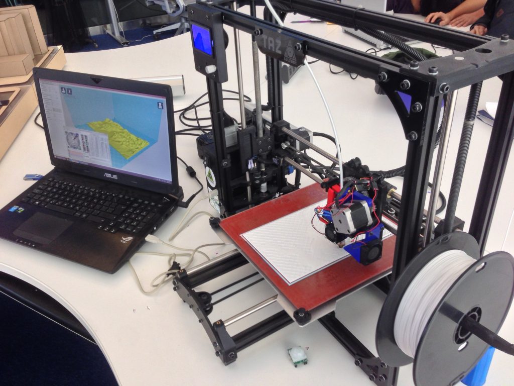 3D printing at the DEM, photo by Spatial Analysis student Scott Mackay