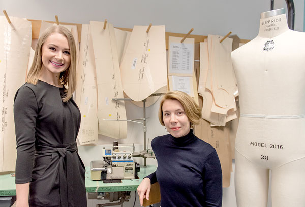 Ryerson Fashion students Alexa and Ekaterina in classroom