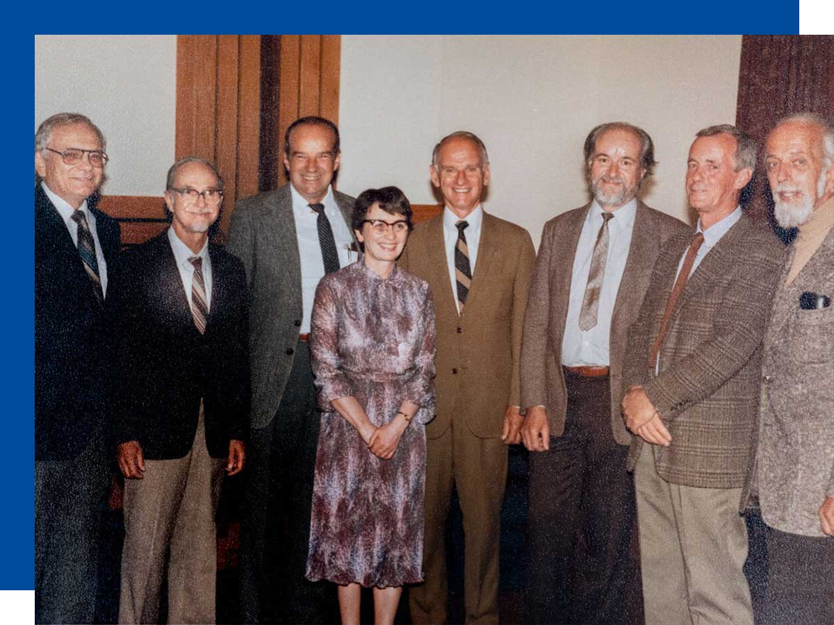 Audrey Bowes surrounded by her Civil Engineering colleagues