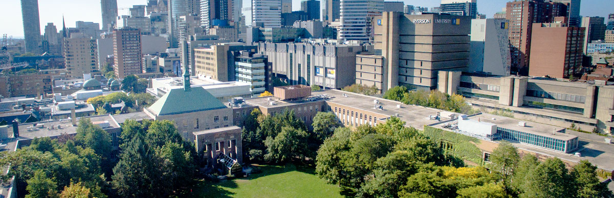 Aerial view of the Ryerson quad in daytime