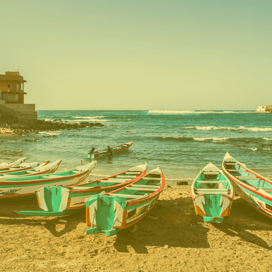 Fishing boats in Ngor Dakar, Senegal.