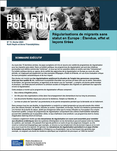 Bulletin Politique 11 : Régularisations de migrants sans statut en Europe : Étendue, effet et leçcons tirées