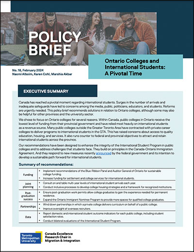 Policy Brief 18: Ontario Colleges and International Students: A Pivotal Time