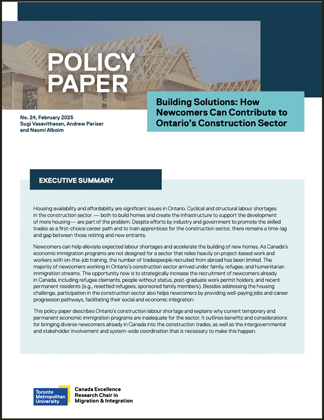 Policy Paper – Building Solutions: How Newcomers Can Contribute to Ontario’s Construction Sector