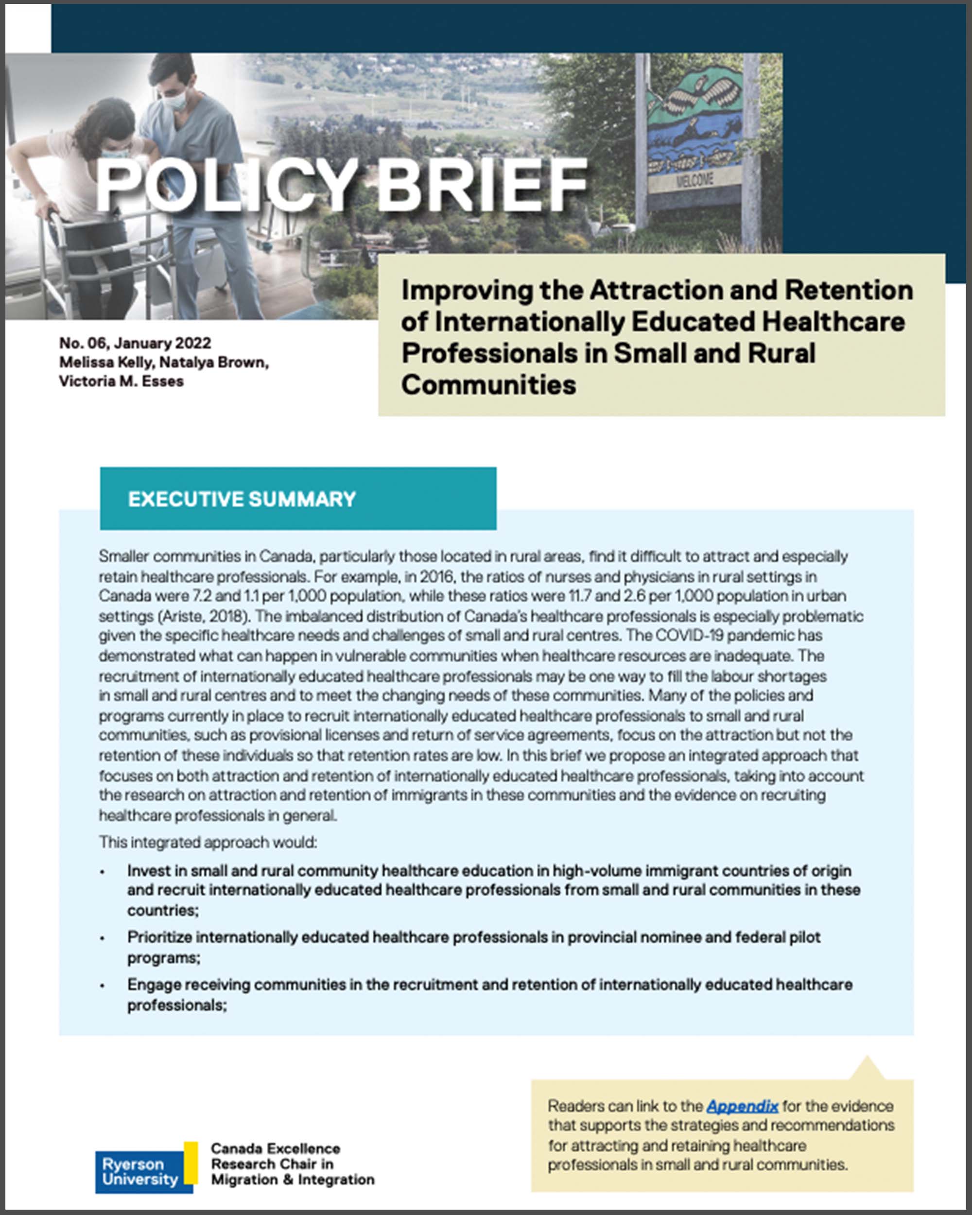 Policy Brief 6: Improving the Attraction and Retention of Internationally Educated Healthcare Professionals in Small and Rural Communities