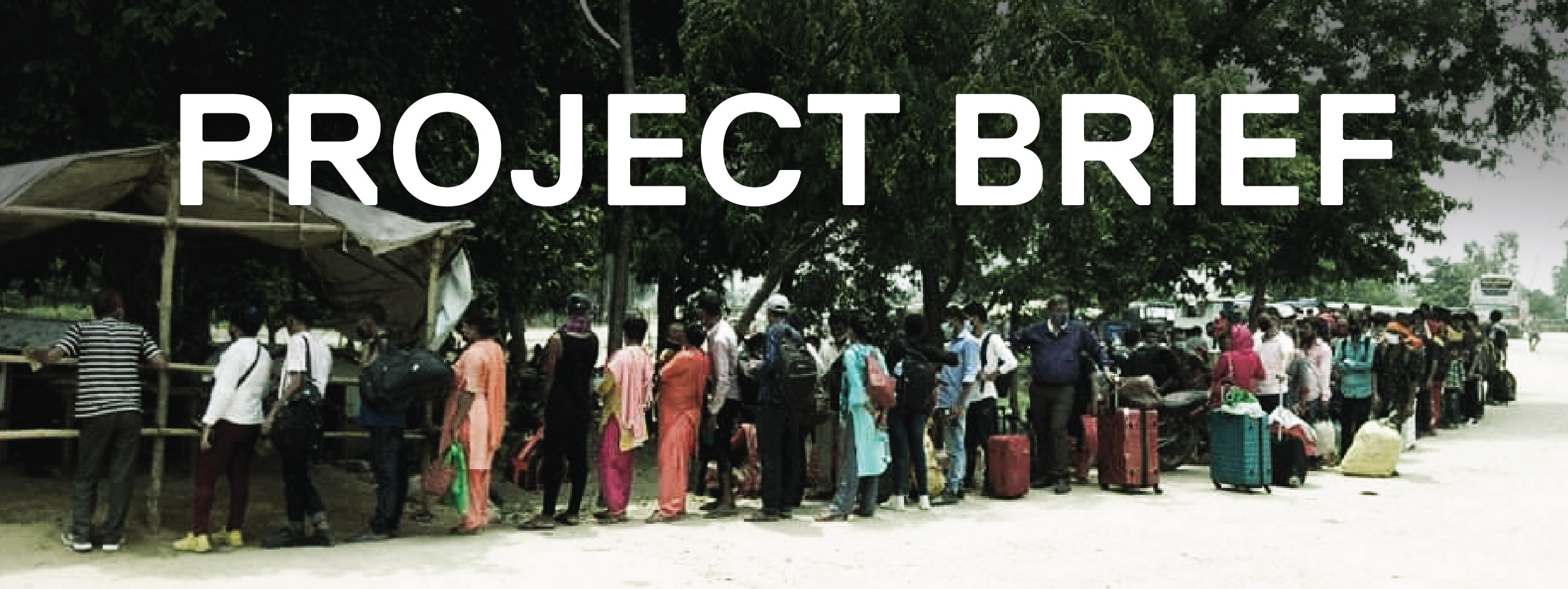 People in a line outside a forested area at Gauriphanta checkpoint in Kailali district returning to work in India 