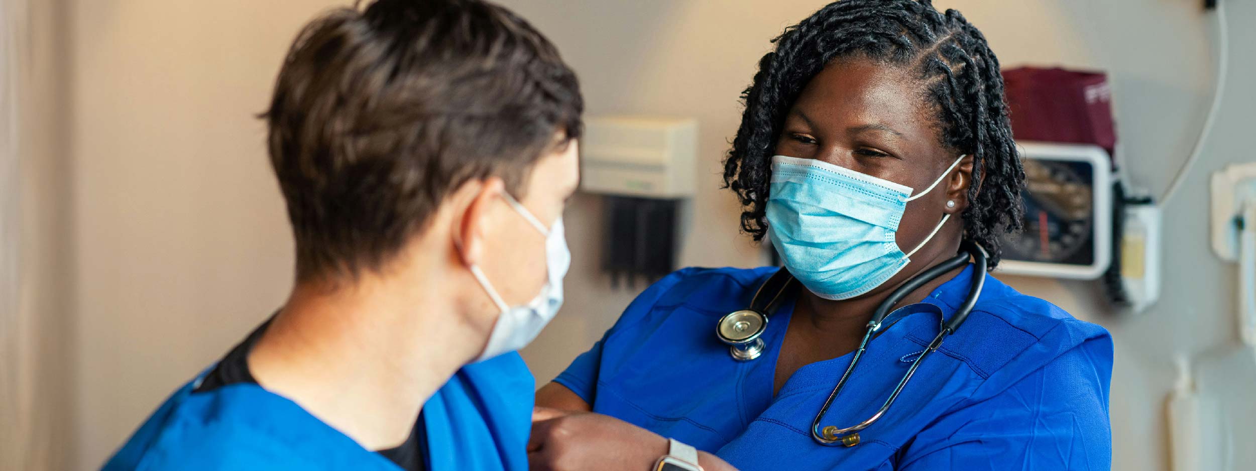 Healthcare worker and patient