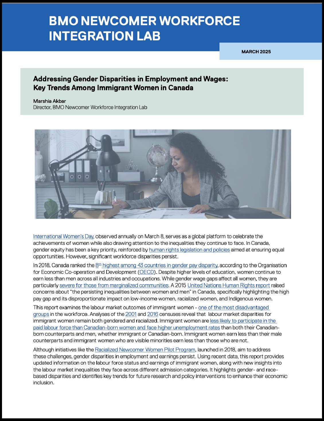 BMO Lab Addressing Gender Disparities Report March 2025 cover