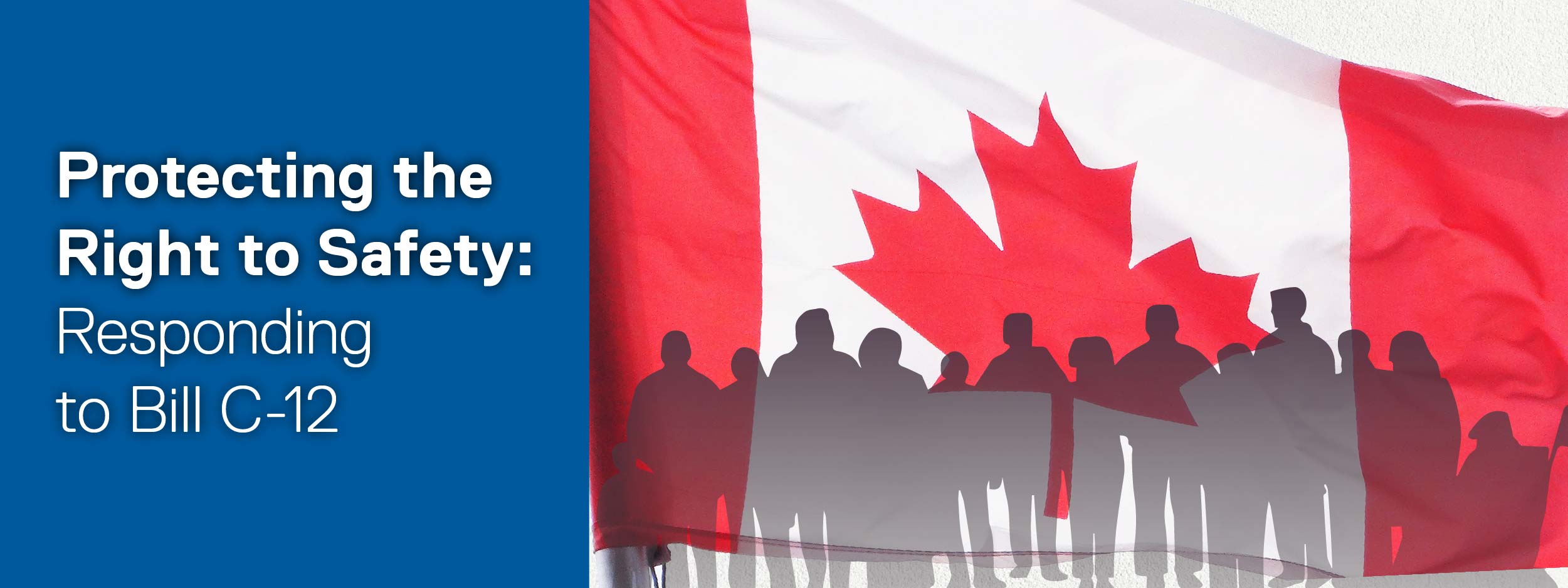 Canada flag with silhouettes of people in front