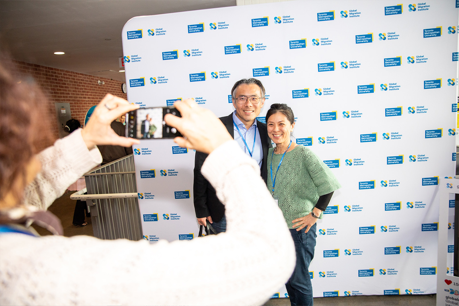 Photo booth with two people