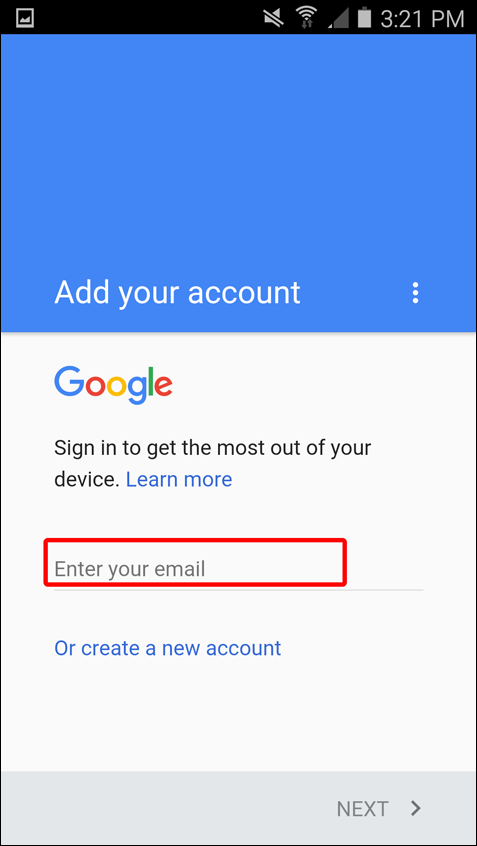 Screenshot of Google Sign-in