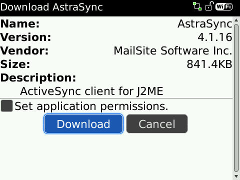 Screenshot of Astrasync Download Screen