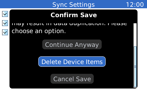 Screenshot of Sync Settings