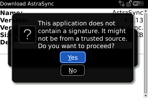 Screenshot of Astrasync Download Screen